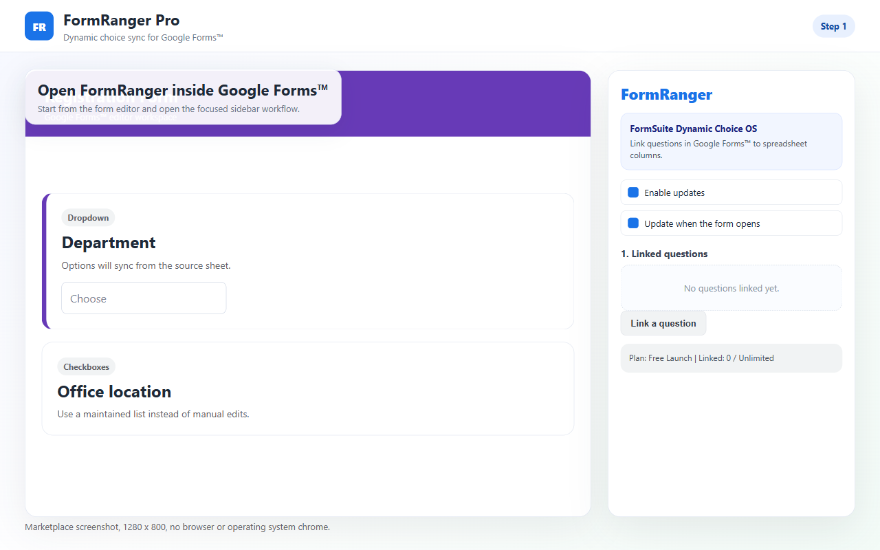 Opening FormRanger sidebar without Apps Script